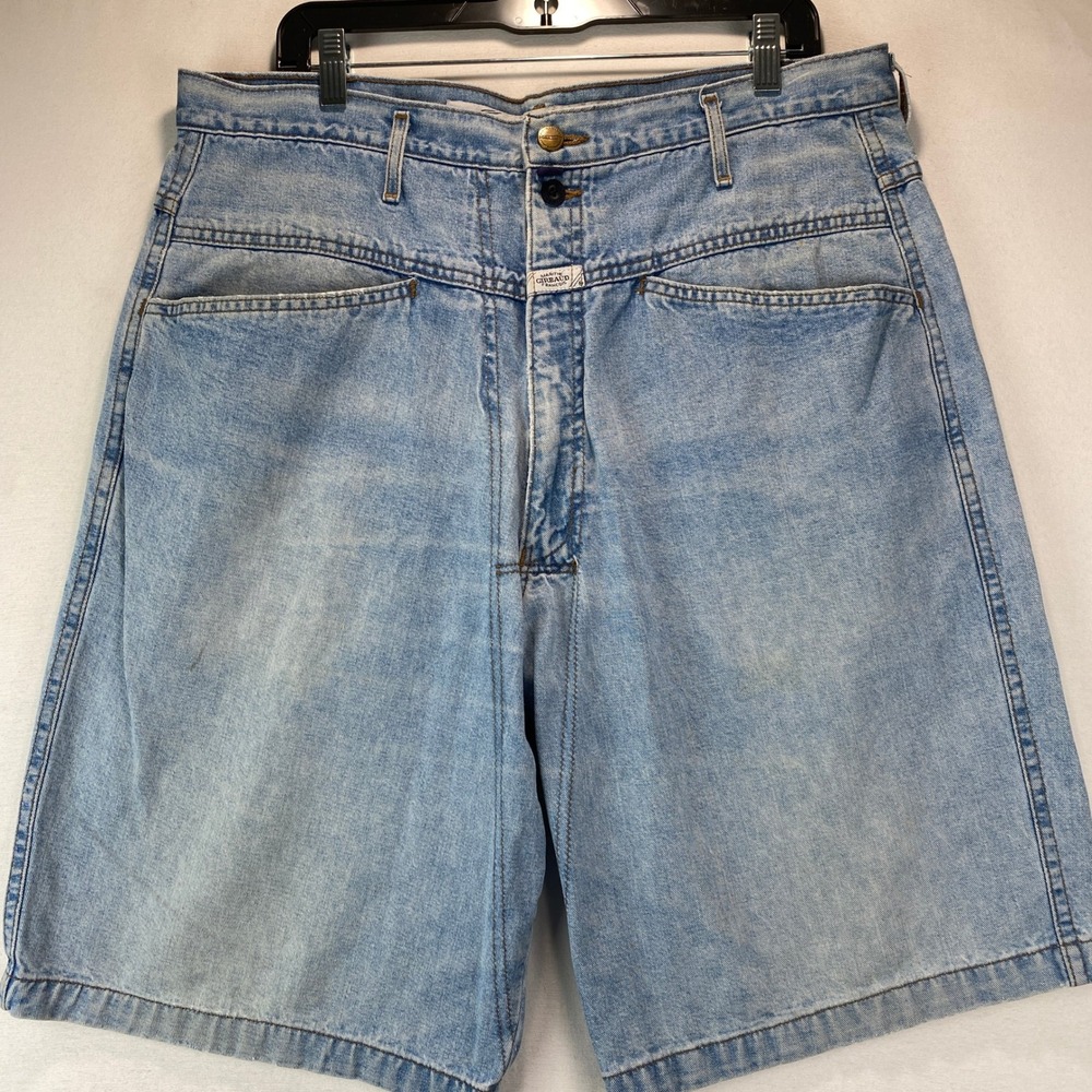VTG Marithe Francois Girbaud Denim Shorts Mens 34 Light Stone Wash Baggy 90s USA